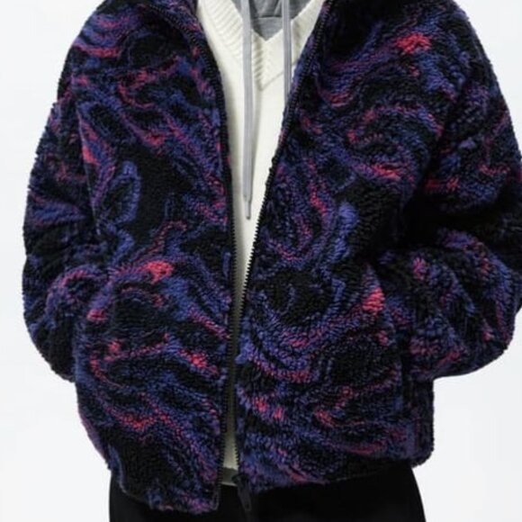 ZARA L XL colorful fluffy fleece jacket - Picture 1 of 5